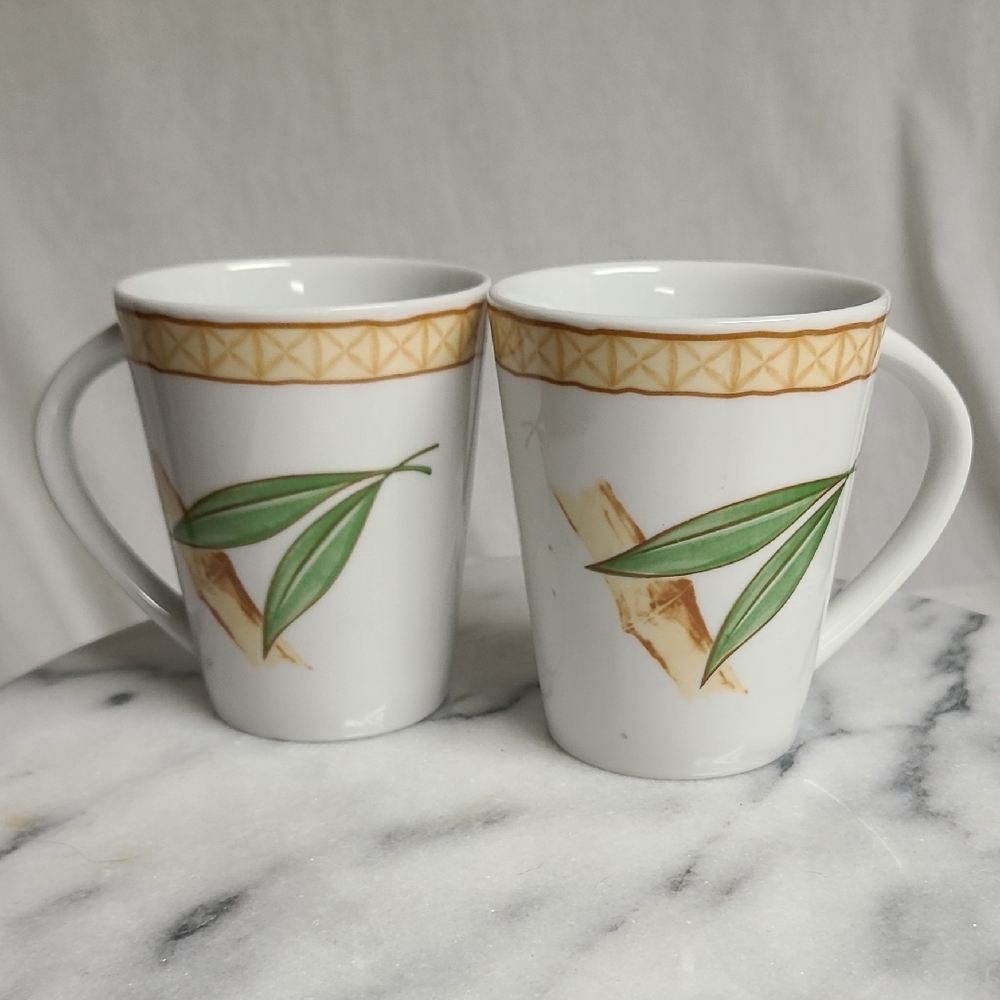 Muirfield Coffee Cups Falkenporzellan Bavaria Germany Set Of 2 Bamboo Motif